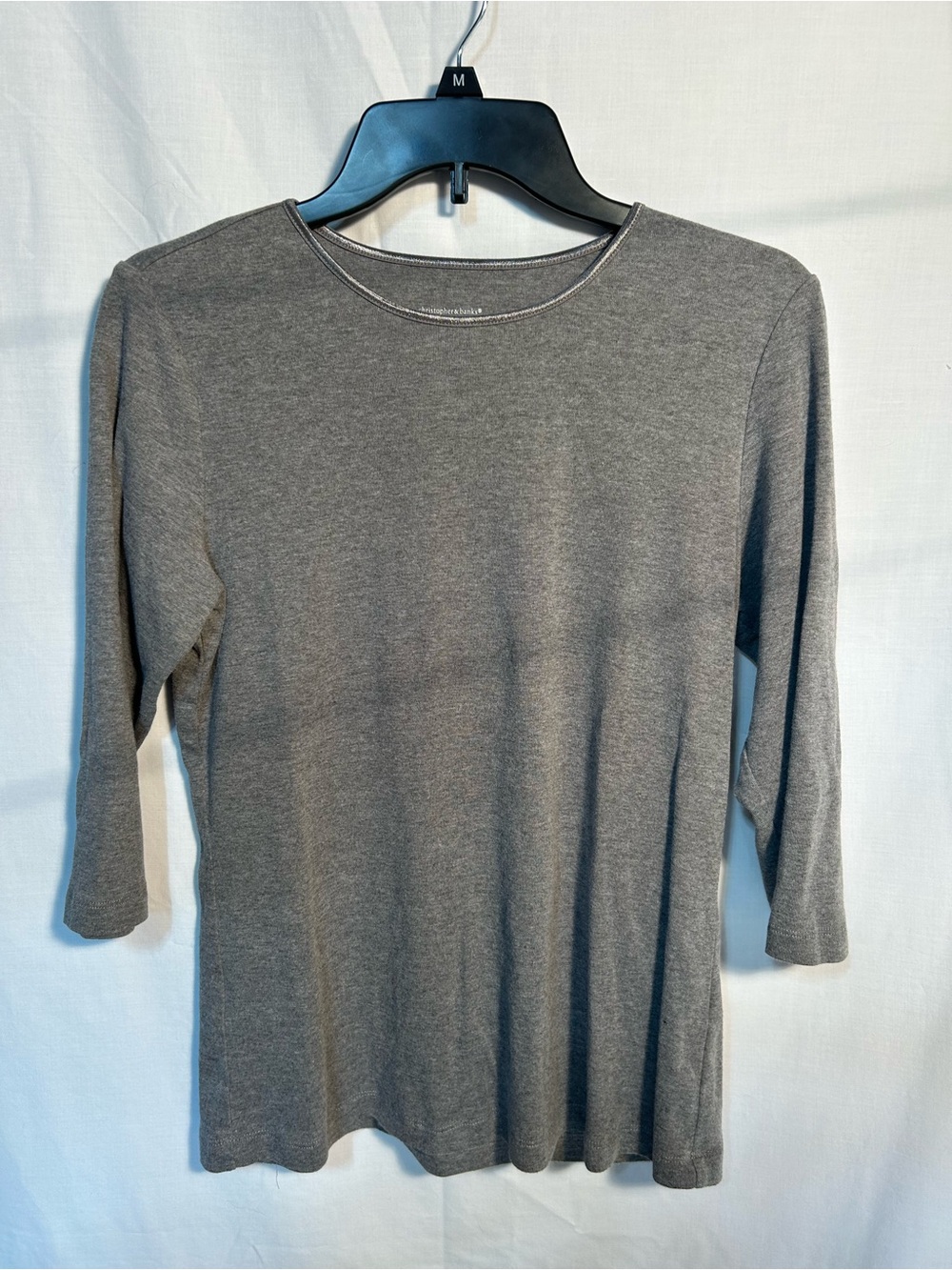 Christopher & Banks Gray 3/4 sleeve layering tee Medium nwot